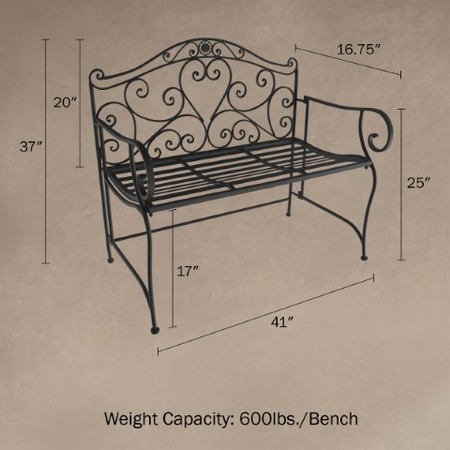 Hastings Home Hastings Home Folding Outdoor Bench- Scroll Design 221932KAK
